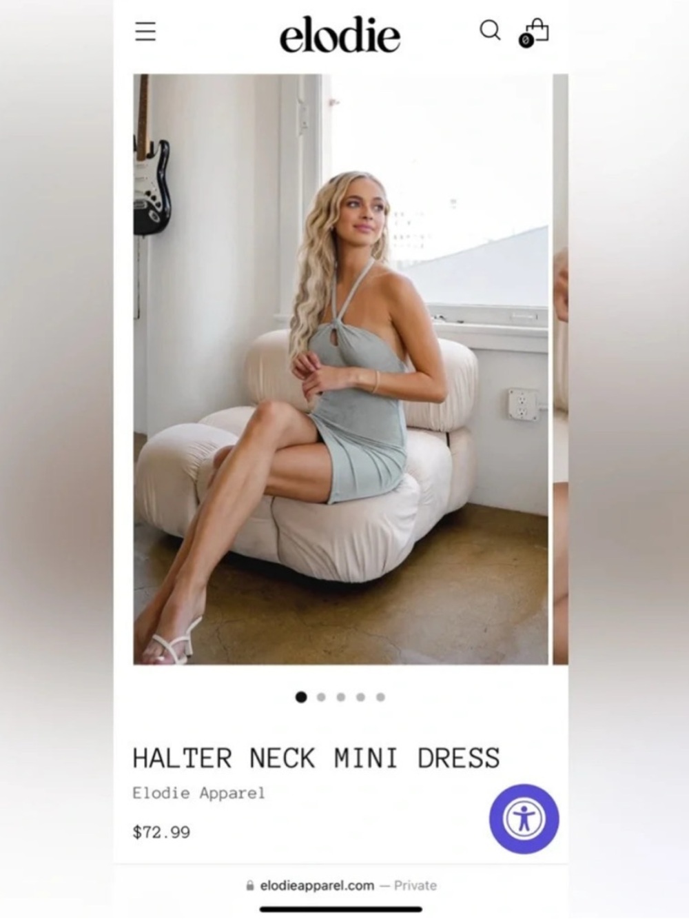 Elodie White Stretchy Mini Halter Dress Retail 73$ NWT - Picture 6 of 6
